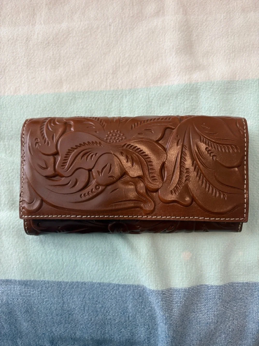 Patricia Nash Brown Tri fold RFID Leather Wallet. NWOT - Picture 1 of 13